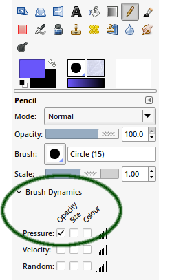 GIMP 2.6.12 Setting up brush
dynamics